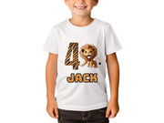 4th Birthday T-Shirt Gift For Toddlers Kids, Custom Name Lion Baby Cub Tee