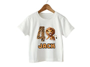 4th Birthday T-Shirt Gift For Toddlers Kids, Custom Name Lion Baby Cub Tee