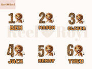 a set of numbers with a lion on them