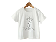 a white t - shirt with the word seven seven on it