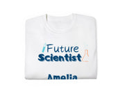 a white t - shirt with the words future scientist on it