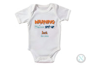 Custom Name And Date Long Sleeve Baby Bodysuit for Boy with "Warning May Cause Split-Up"