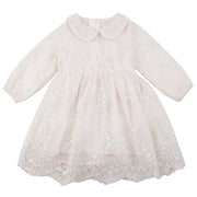 SkipStars Girls Net Full Sleeve Dress White