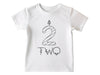 a white t - shirt with the number two on it