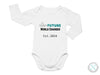 Custom Date Baby Grow Gift for Boys with "Future World Changer", Personalize Baby Bodysuit In White - Ideal 1st Birthday and Christmas Gift