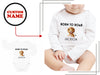 a baby&#39;s bodysuit with a picture of a lion on it