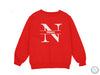 a red sweatshirt with the letter n on it