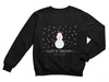 a black sweater with a snowman on it