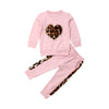 SkipStars Girls 2 Piece Front Heart Beads Top & Trouser Set, Pink