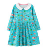 SkipStars Full Sleeve Beautiful Colourful Theme Girls Dress, Blue