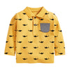 SkipStars Full Sleeve Shark Print Boys Polo, Yellow