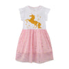 Short Sleeve Flying Unicorn with Gold Stars Girls Dress in Pink | Toddler Kid Baby Girl Dress Gift Princess Girl Dresses Cloths 2-8 Years