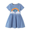 Rainbow Design Short Sleeve Girls Summer Tutu Dress